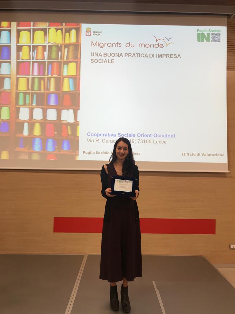 The project Migrants du Monde has been recognized the 2nd most innovative social project and was awarded by PugliaSociale IN and the Regione Puglia