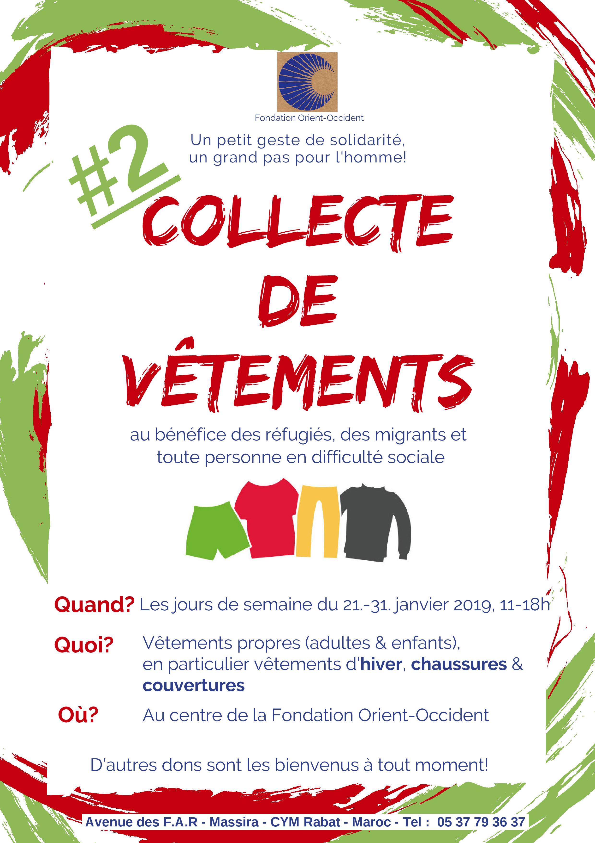 Second collection of clothes at the Fondation Orient-Occident of Rabat