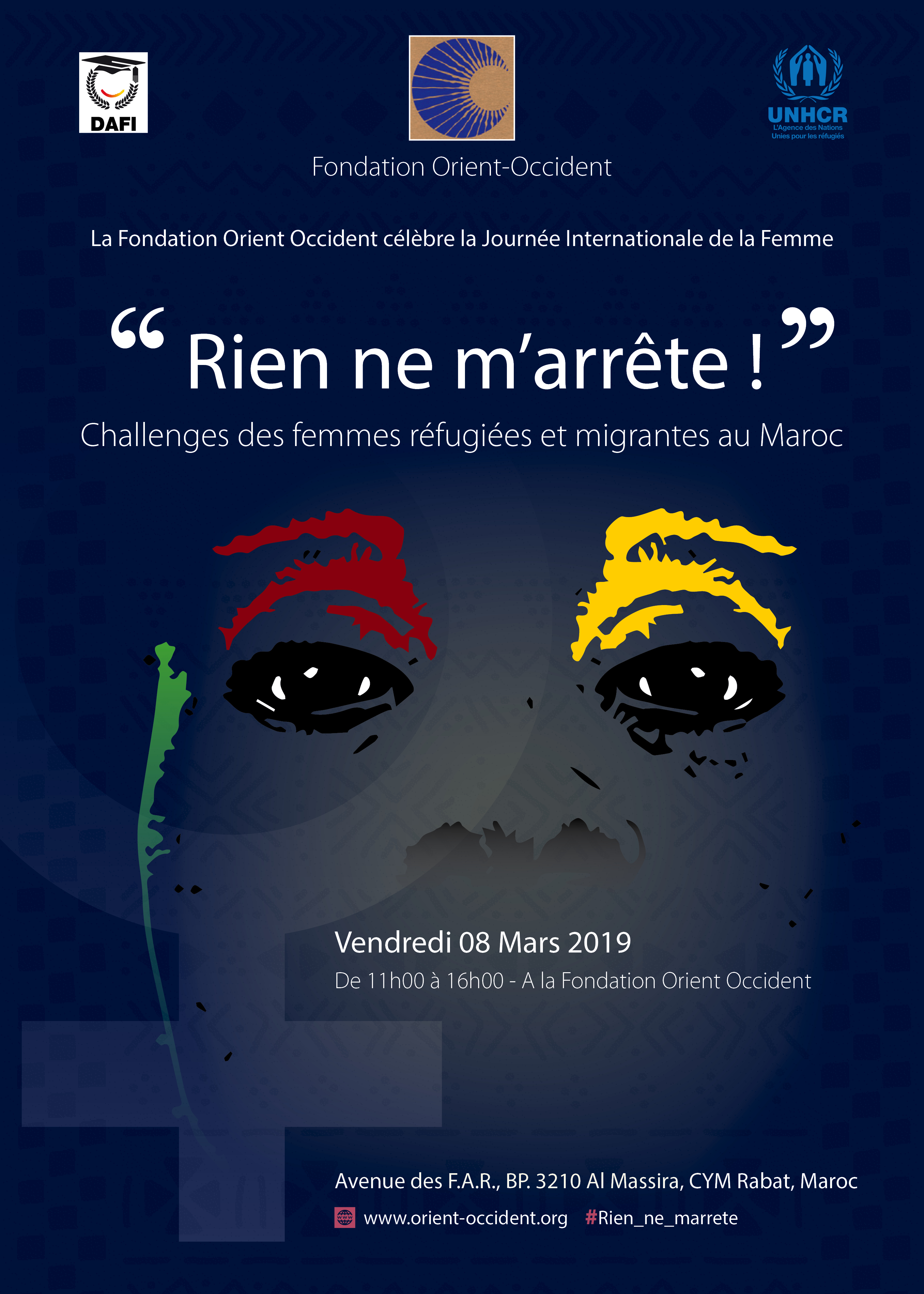 The Fondation Orient-Occident celebrates the International Women’s Day – Friday the 8th March 2019, from 11:00 to 16:00 – at the Fondation Orient-Occident of Rabat