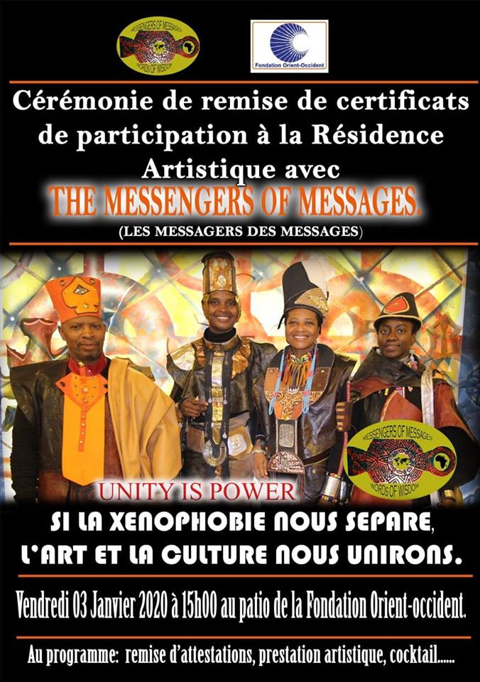 Le 3 janvier 2020 – Cérémonie de remise de certificats de participation à la Résidence Artistique avec « The Messengers of Messages ».