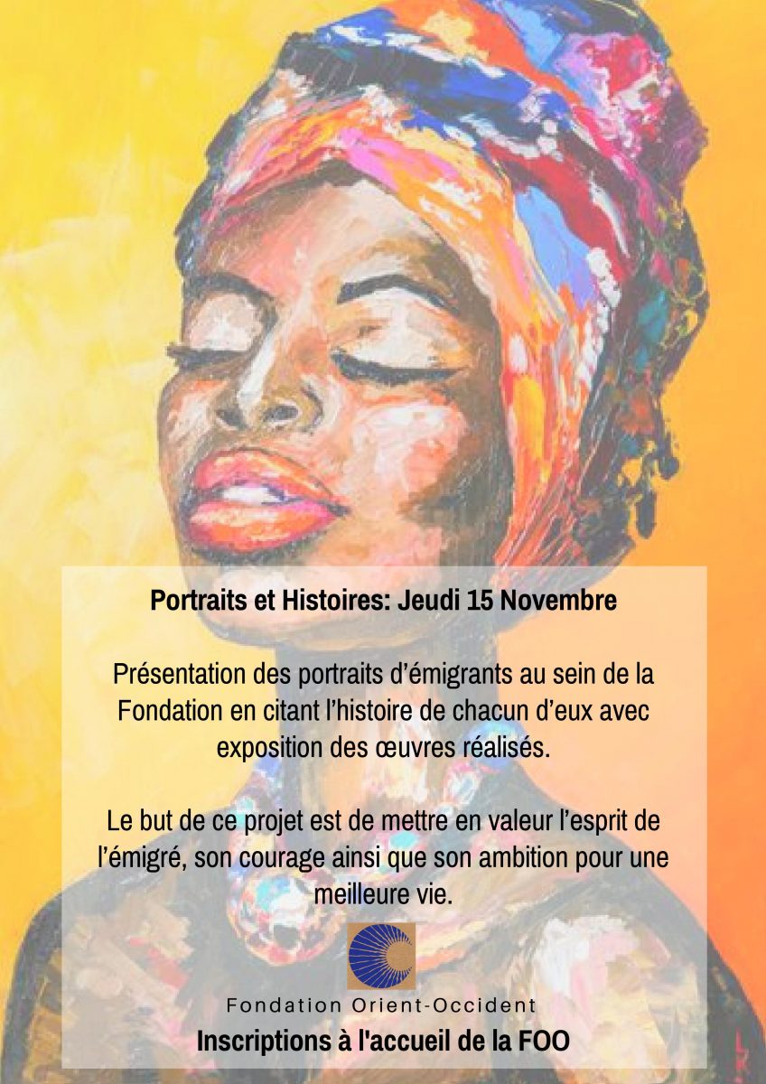 Atelier « Portraits et Histoires » le 15 Novembre à la Fondation Orient-Occident de Rabat